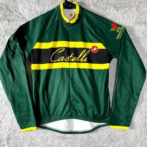 Castelli Cycling Jersey Mens Large Green Striped Vittore Gianni Maglieria Per